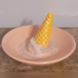 Ceramic Ice Cream Cone Ring Holder/ Trinket dish